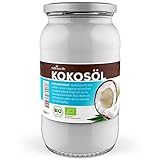 Nutriverde BIO Kokosöl - 1000ml - kaltgepresst - im Schraubglas - Zum KOCHEN ( Braten , Backen ), zur KÖRPERPFLEGE ( Haare , Zähne oder Hautpflege) oder zur TIERPFLEGE ( Hund , Pferd , Katze )