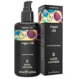 Arganöl BIO kaltgepresst - 100% rein und natürlich - Arganöl Haare für Haarwachstum - Für Haare, Haut, Nägel und Bart - Haaröl trockenes Haar, gegen trockene Kopfhaut 200ml - Satin Naturel