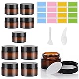 Collazoey 10 Stück Amber Glas Leerdose, Tiegel Cremedose 20ml/30ml Braunen Glasbehälter, Mit Aufkleber, ragbarer ointment jars, für Kosmetik Cremes Lotionen ätherische Öle refillable travel pots