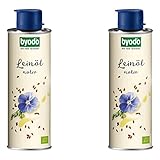 Bio-Leinöl 2er-Pack von Byodo - 2 x 250 ml Dose, kaltgepresst, unraffiniert, reich an Omega-3-Fettsäuren, ideal für Salatdressings & mehr